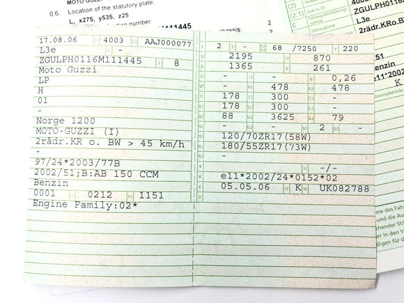 Moto Guzzi Norge 1200 [2006] - рама с бумагами