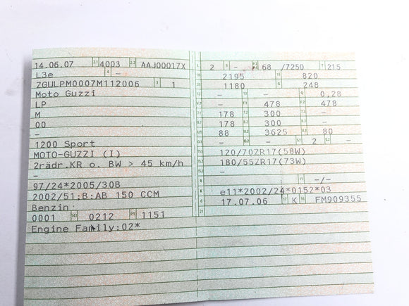 Moto Guzzi 1200 Sport [2007] - Frame med papirer