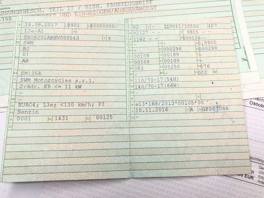 SWM SM 125 R [2018] - cadre principal du cadre avec papiers