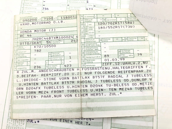 Honda VFR 800 FI RC46 [1999] - Rahmen Hauptrahmen mit Papieren