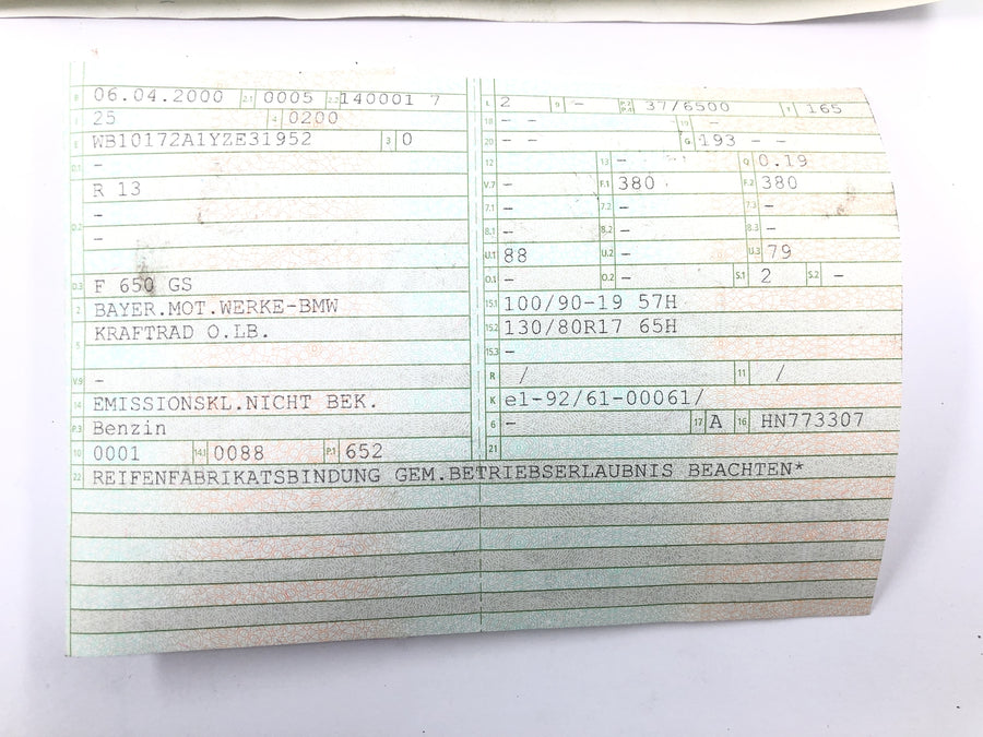 BMW F 650 GS R13 [2000] - Ramme hovedramme med papirer