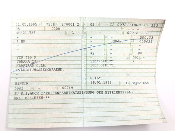 Yamaha YZF 750 R 4HN [1995] - Rahmen mit Papieren