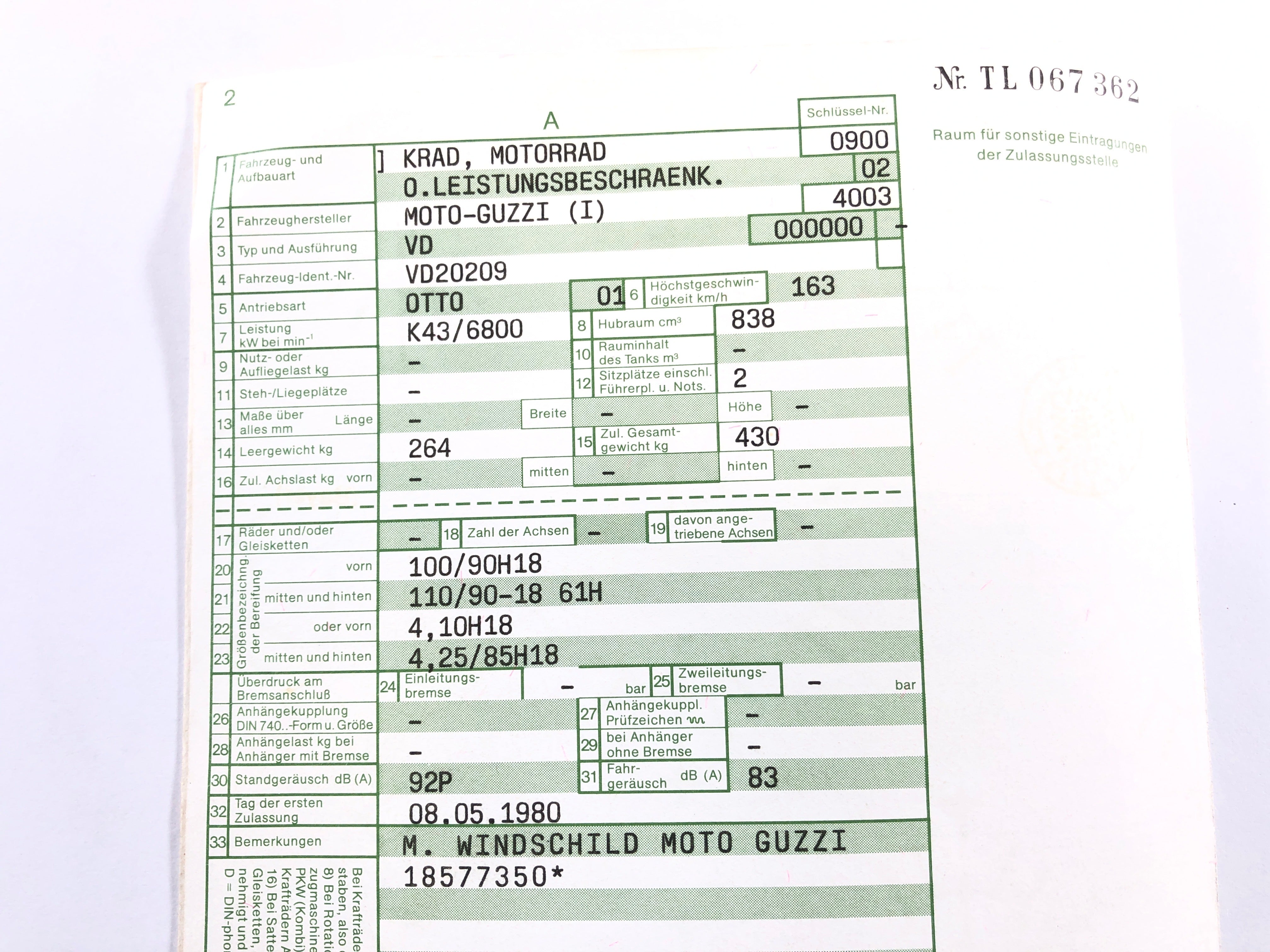 Moto Guzzi 850-T3 [1980] - Frame with papers