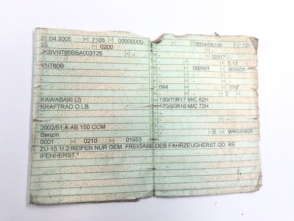 川崎vn 1600平均条纹VNT60B [2005]  - 带有论文的框架