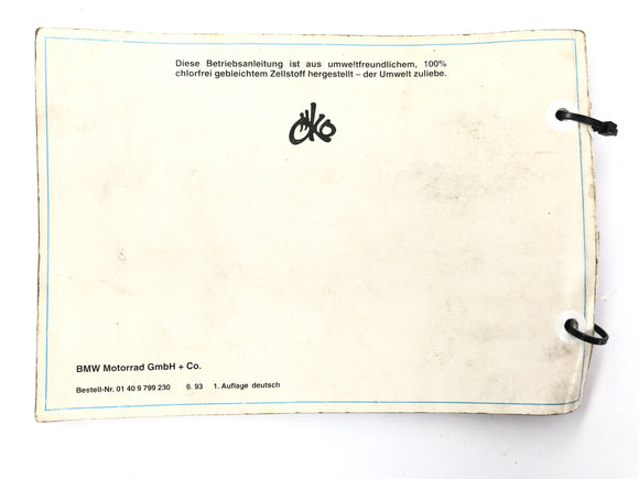 BMW K 1100 RS [1991] - Användningsinstruktioner för driftsinstruktioner