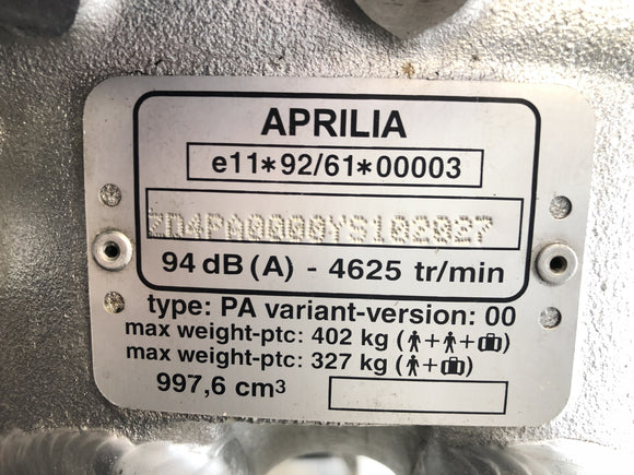 Aprilia SL 1000 Falco PA [2000] - Marco con papeles