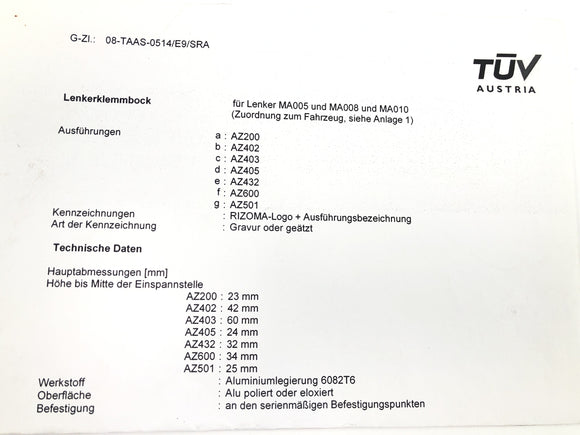 Ducati Monster S4R M4 [2004] - Lenkerklemmbock Lenkerbock Lenkerhalter Riser Paar