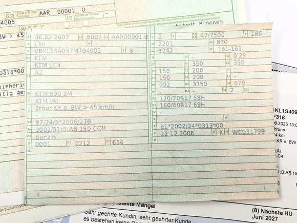 KTM 690 SM Prestige [2007] - quadro com papéis