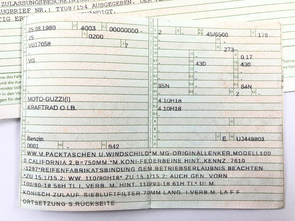Moto Guzzi V 1000 VG [1980] - Kehys papereilla