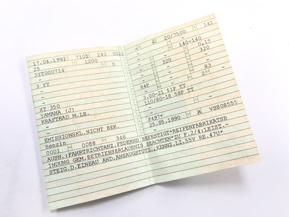 Yamaha XT 350 3YT / 55V [1990] - рама с бумагами