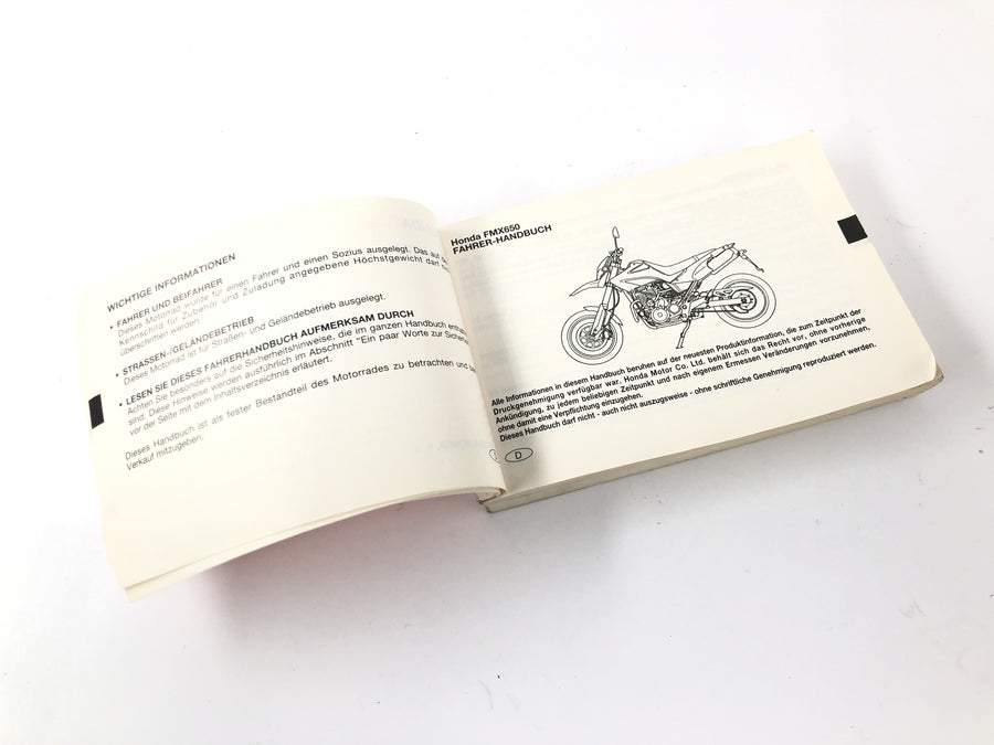 Honda FMX 650 RD12 [2006] - Fahrerhandbuch Bedienungsanleitung Manual Nutzerhandbuch