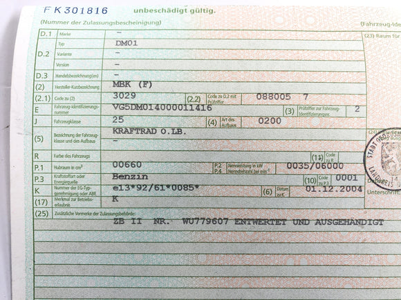 ヤマハXT 660 DM01 [2004]  - 紙のあるフレーム