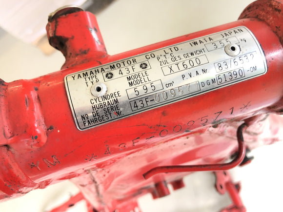 Yamaha XT 600 43F [1985] - Frame med papirer