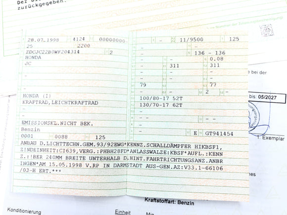 Honda NSR 125 JC22 [1998] - quadro com papéis