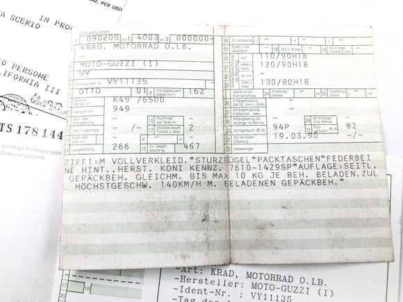 Moto Guzzi California III VY Integrale [1990] - Рамка с бумагами