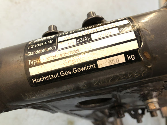 KTM 640 LC4 EGS [1999] - Rahmen Hauptrahmen mit Fahrzeugbrief
