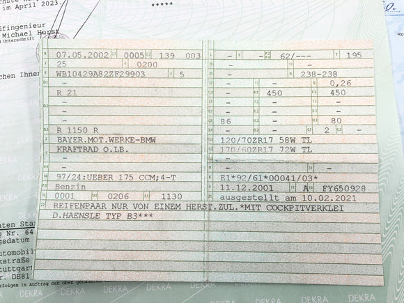 BMW R 1150 R R21 [2003] - Rammehodesramme med papirer