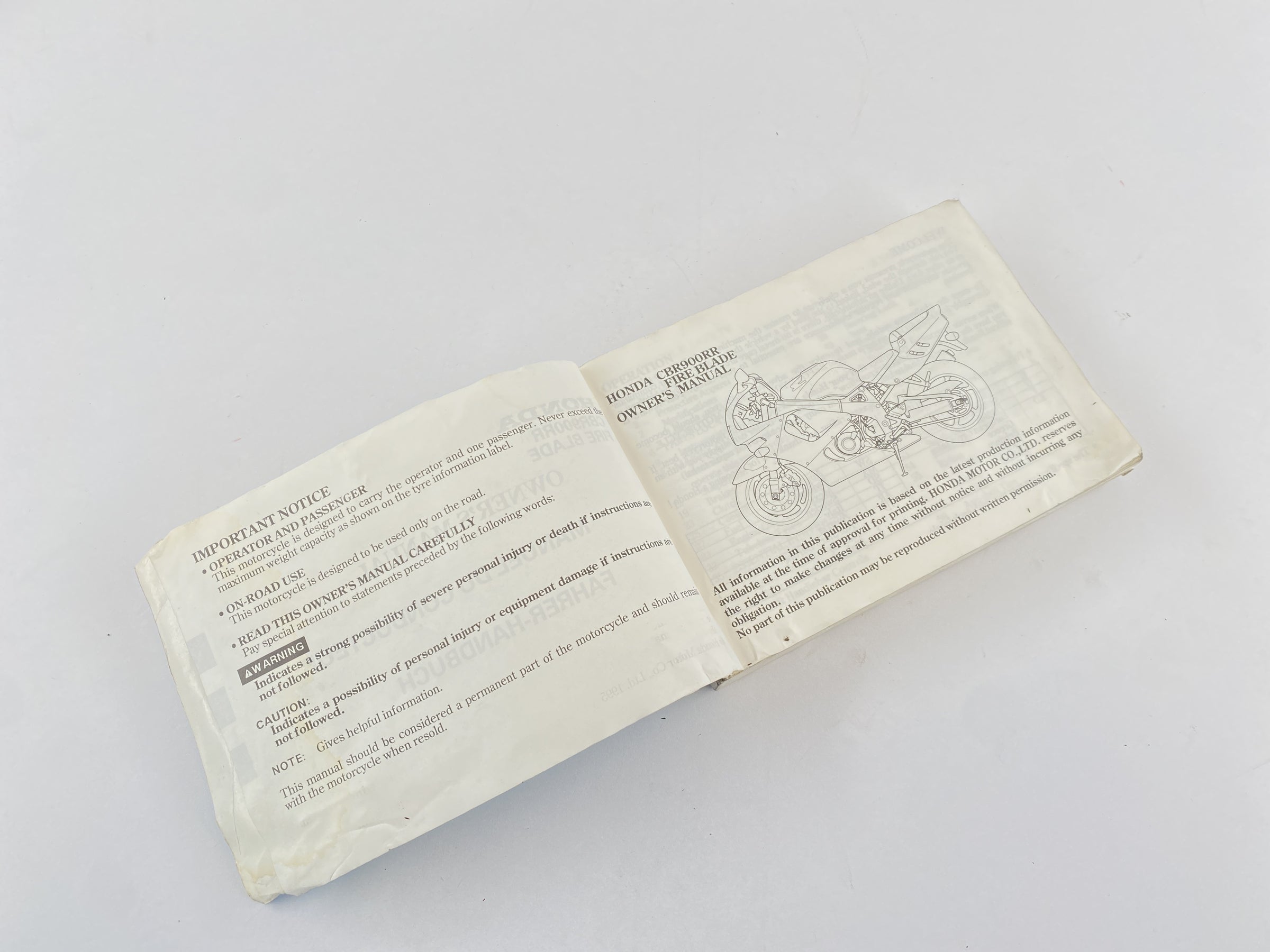 Honda CBR 900 RR SC33 [1996] - Manual del usuario del manual