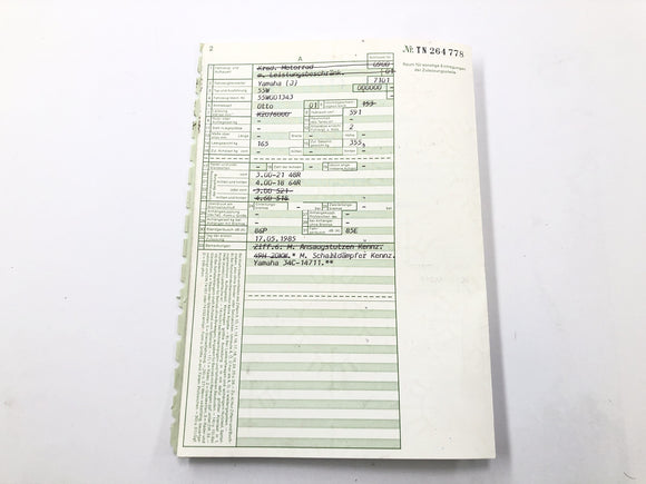 Yamaha XT 600 Z Ténéré 55W [1986] - рама с бумагами