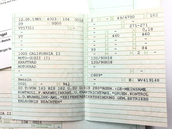 Moto Guzzi California II VT [1985] - quadro com papéis