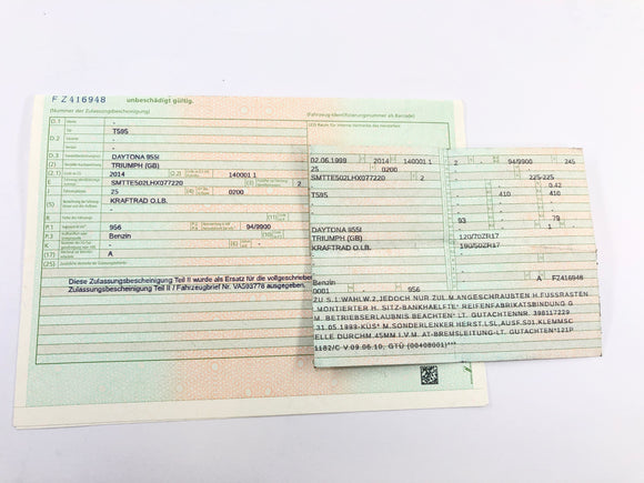 Triumph Daytona 955i T595 [1999] - Frame med papirer