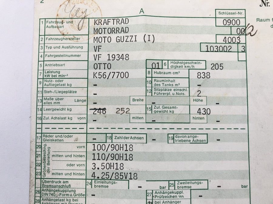 Moto Guzzi 850 Le Mans 3 VF [1986] - Rahmen mit Papieren
