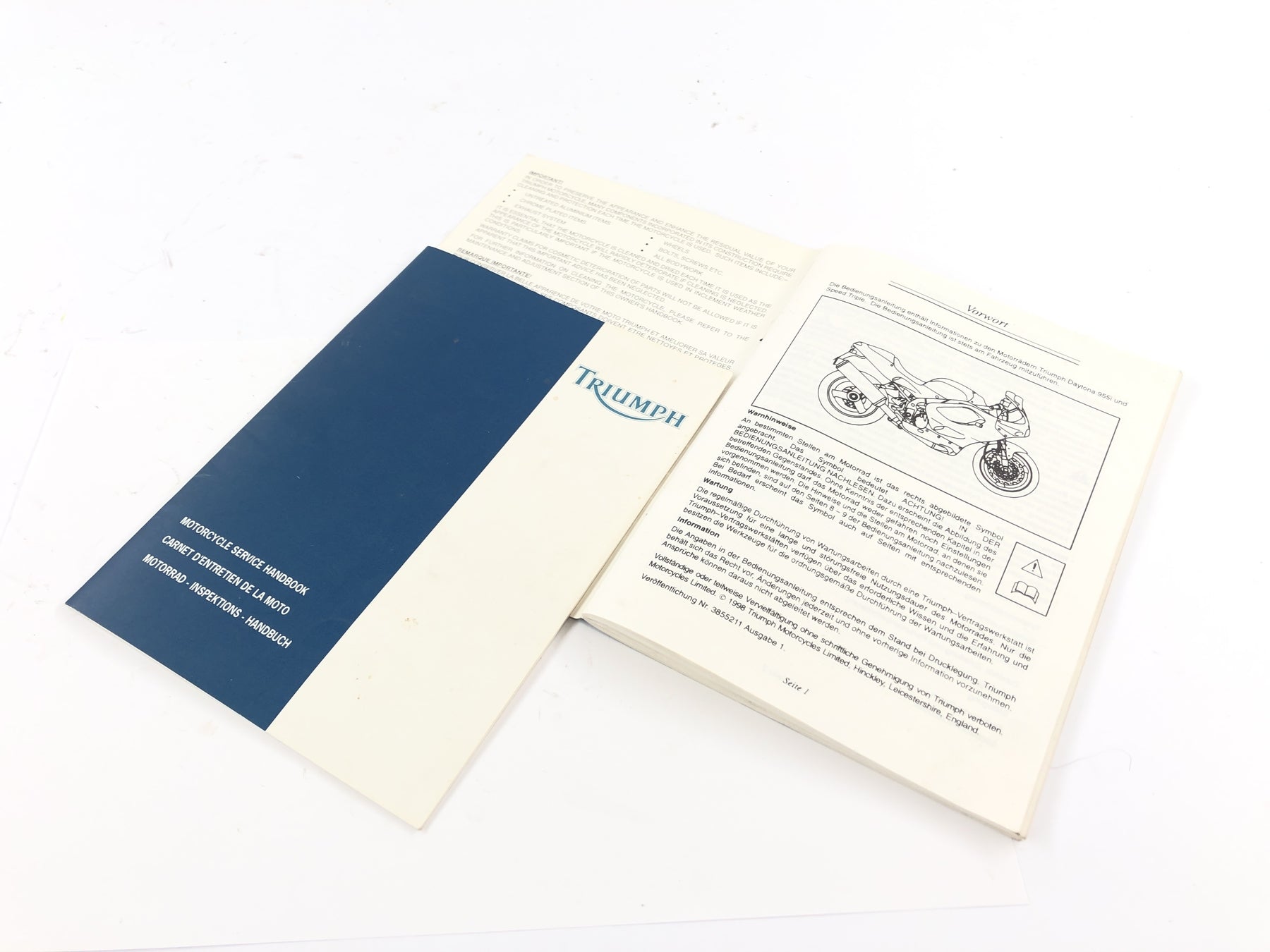 Triumph Speed ​​Triple 955i [1999] - Owner's Manual Service Booklet