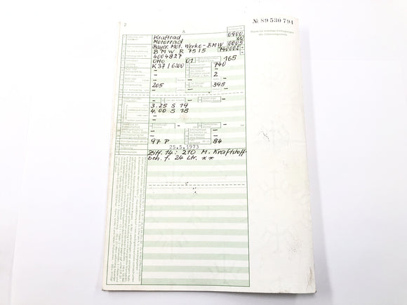 BMW R75/5 [1973] - Kader met papieren