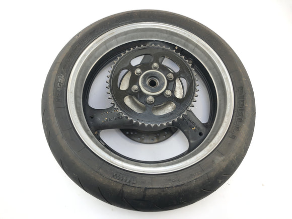 Suzuki GSX R 1100 GV73B [1990] - Baghjulhjulsfunktion bagpå med bremseskive og kædehjul