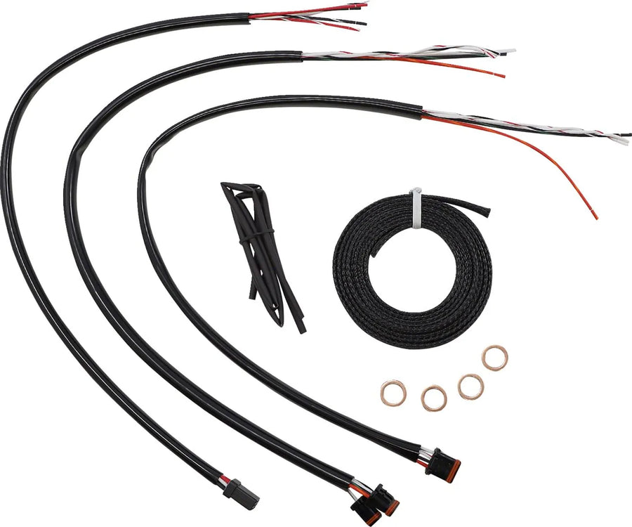 harley davidson flfb [LA CHOPPERS] - Complete Midnight Braided Handlebar Cable/Brake Line Kit