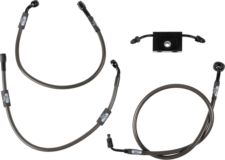 harley davidson flfb [LA CHOPPERS] – Midnight Geflochtenes Bremsleitungs-Kit