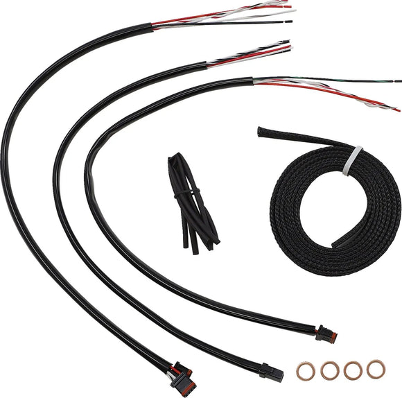 harley-davidson street bob [LA CHOPPERS] - Complete black vinyl braided handlebar cable/brake line kit