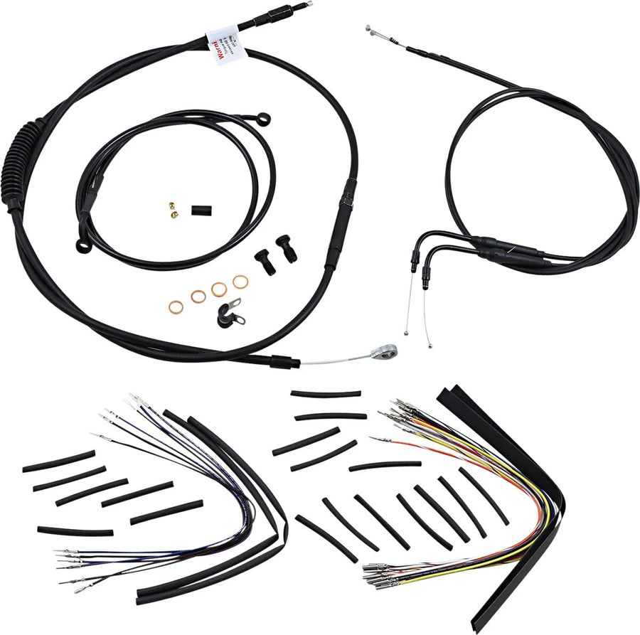 harley davidson fxst [MARCA BURLY] - Kit completo de cable/línea de manillar de vinilo negro para Ape Hangers