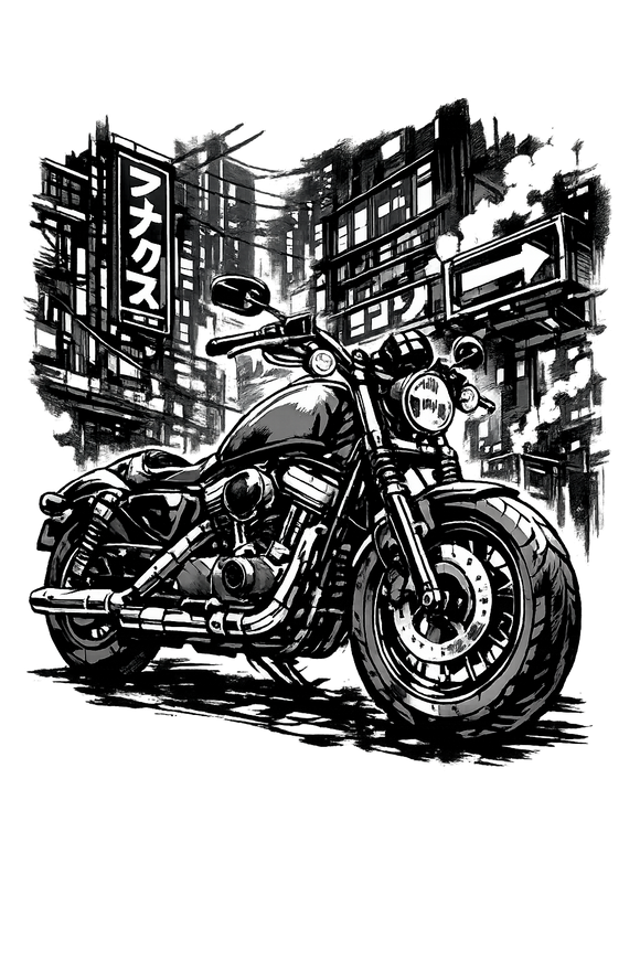 Harley davidson sportster [Mug Black] - Manga Neon City - Unilateral