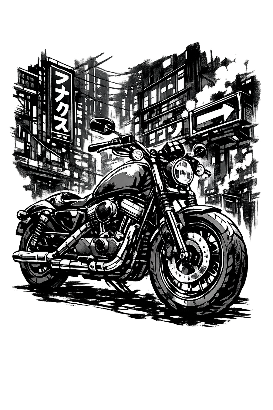 Harley davidson sportster [Mug Black] - Manga Neon City - One-Sided