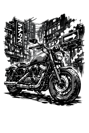 Harley davidson sportster [Sudadera con capucha] - Manga Neon City - Impresión en el pecho
