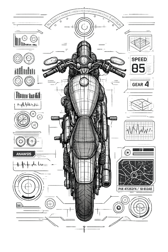Harley Davidson sportster [T-shirt] - Top-Down Tech - Print op de achterkant