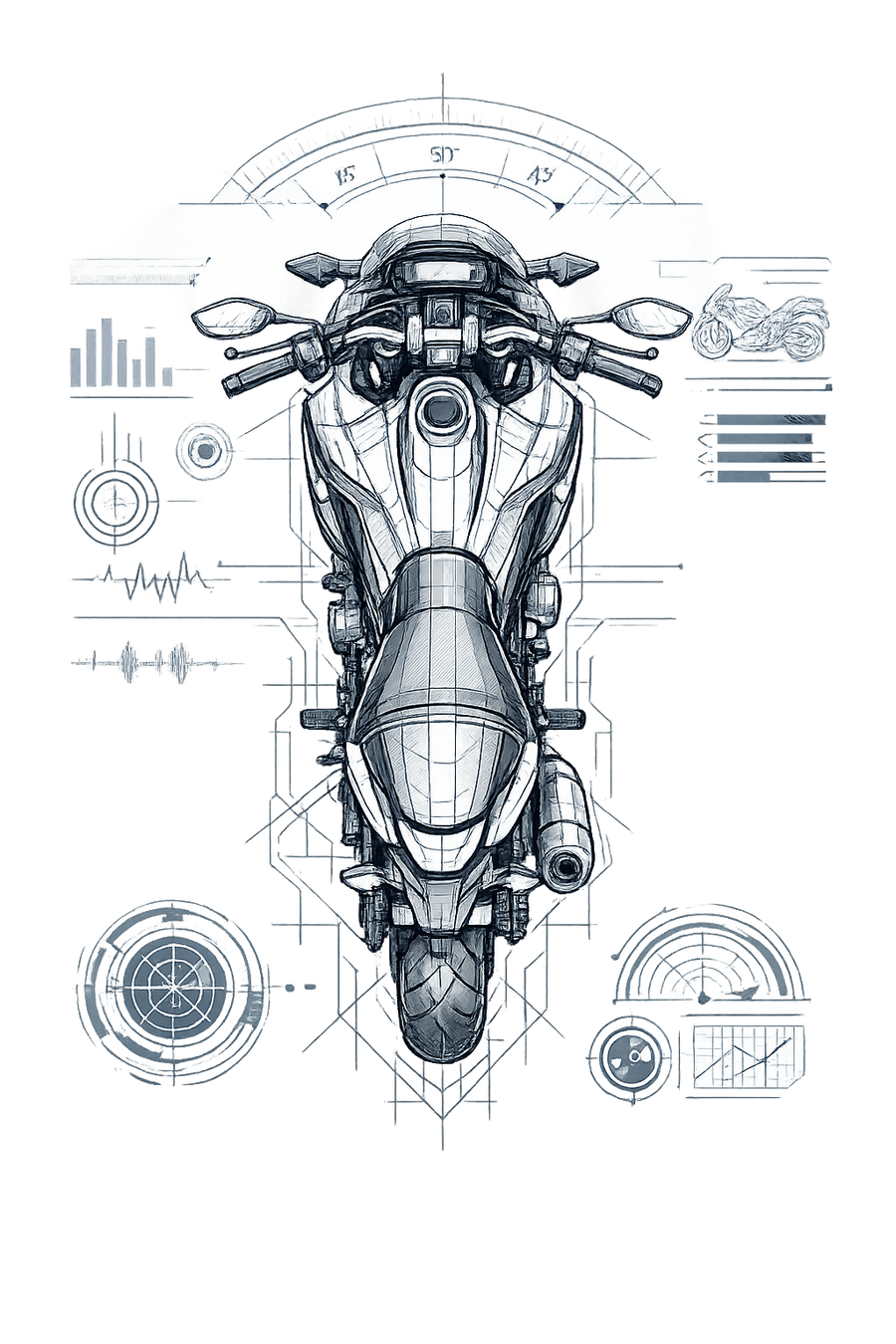 Honda nc 700 [mikina] - Top-Down Tech - Zadní potisk