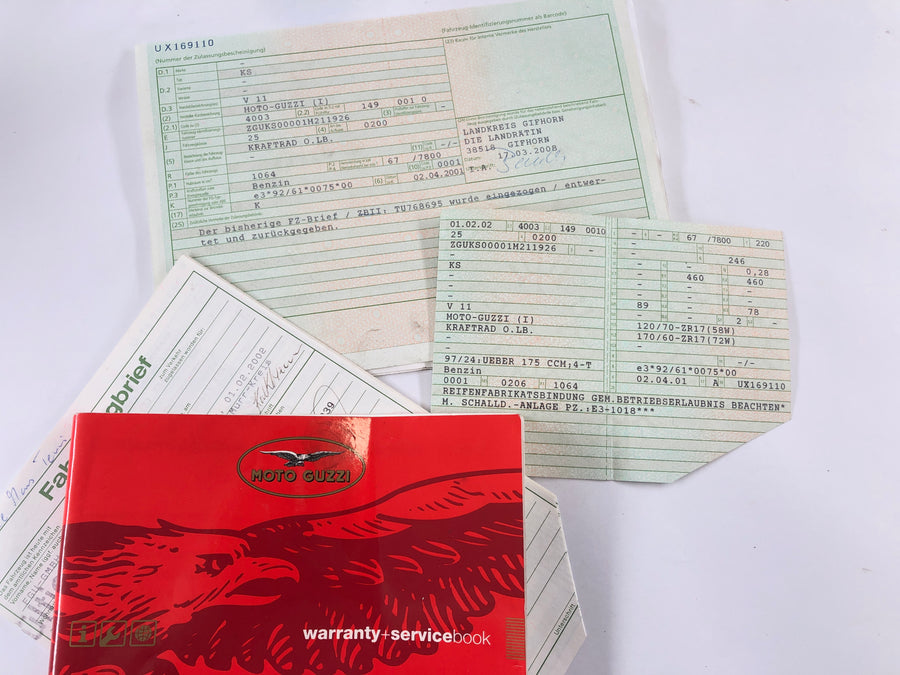 Moto Guzzi V11 Tenni [2001] - Frame con documenti