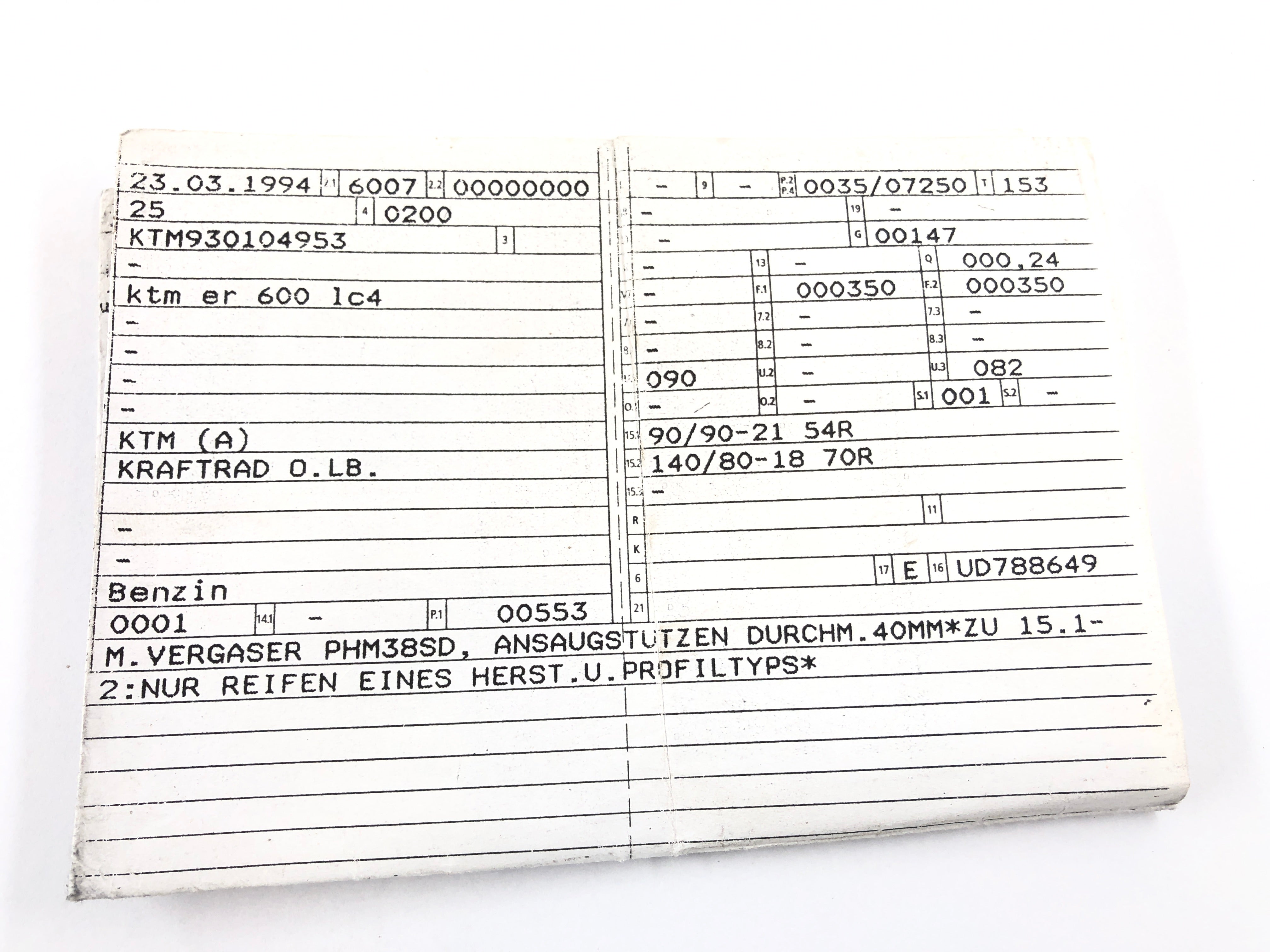 KTM LC4 ER 600 [1994] - Frame with papers